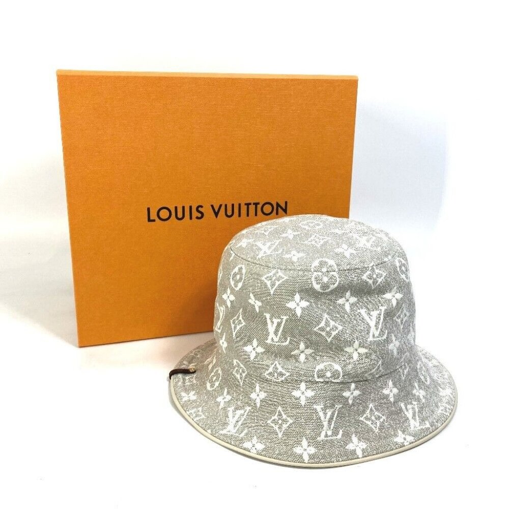 Authentic LOUIS VUITTON M7058S Bucket Hat-Monogram Jacquard Denim hat